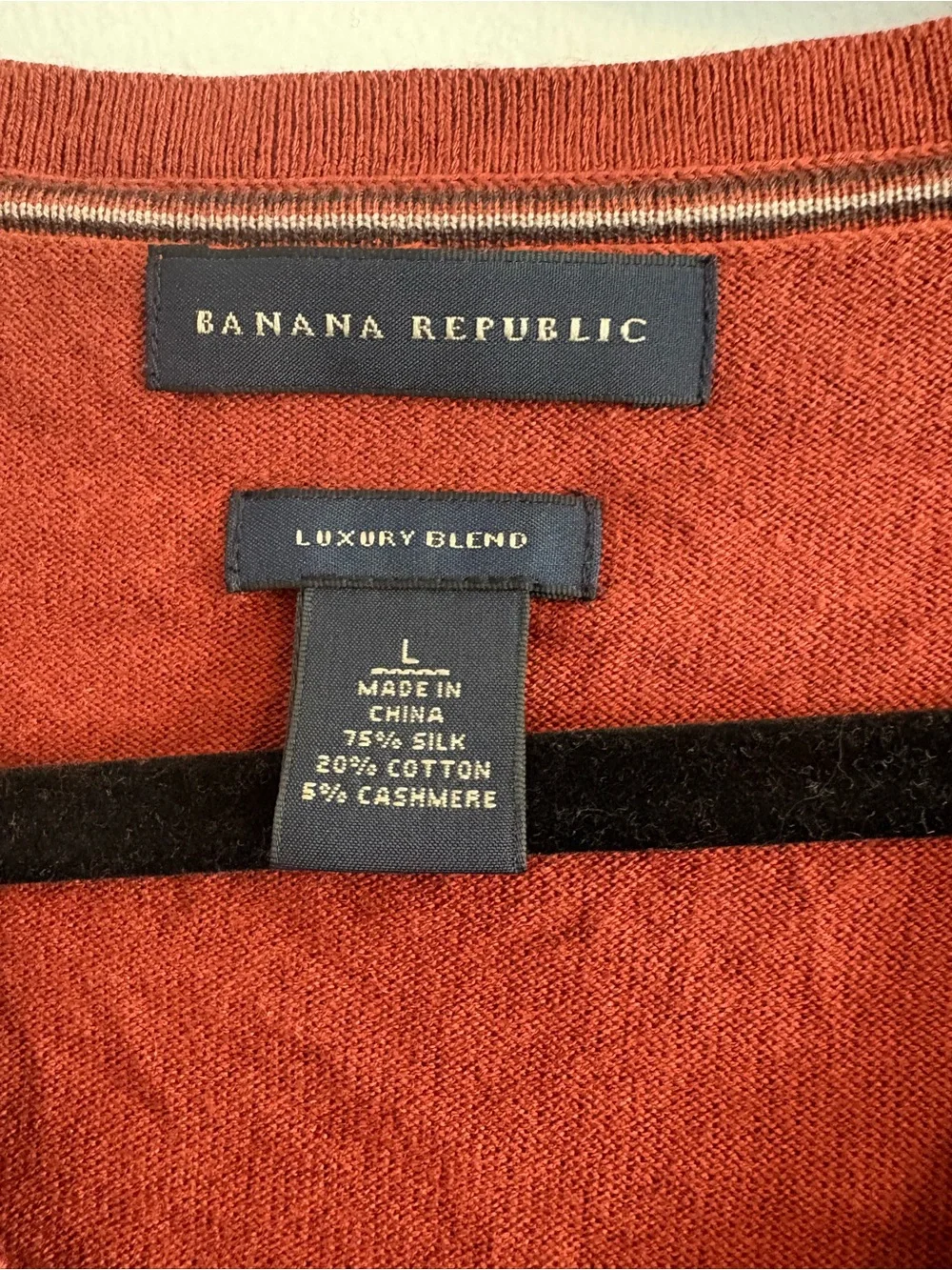 Banana Republic Men’s Orange Luxury Blend V-Neck Sweater Size Large